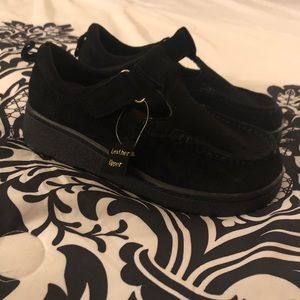 Black TOP Suede Maryjane Platform Creepers Shoes 8